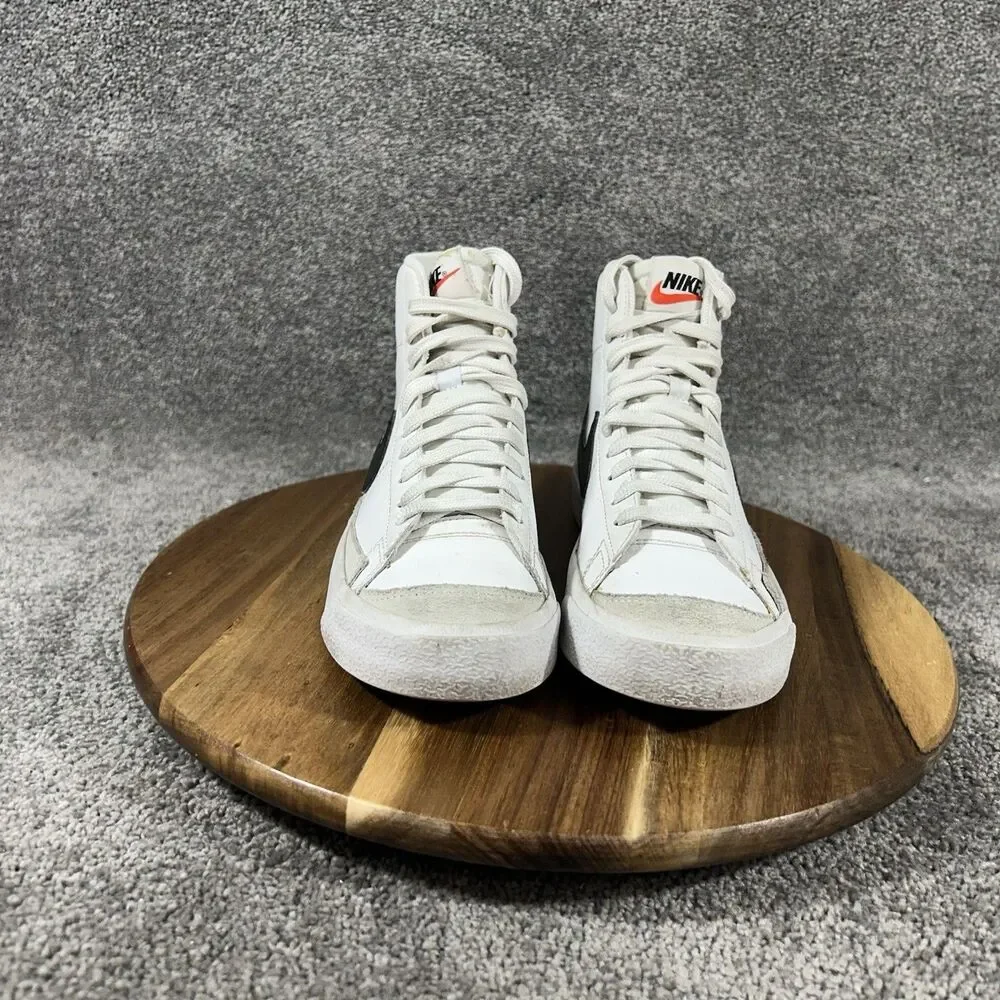 Nike Blazer Mid '77 GS DA4086-100 Kids Size 4.5Y White Black Leather Shoes Used